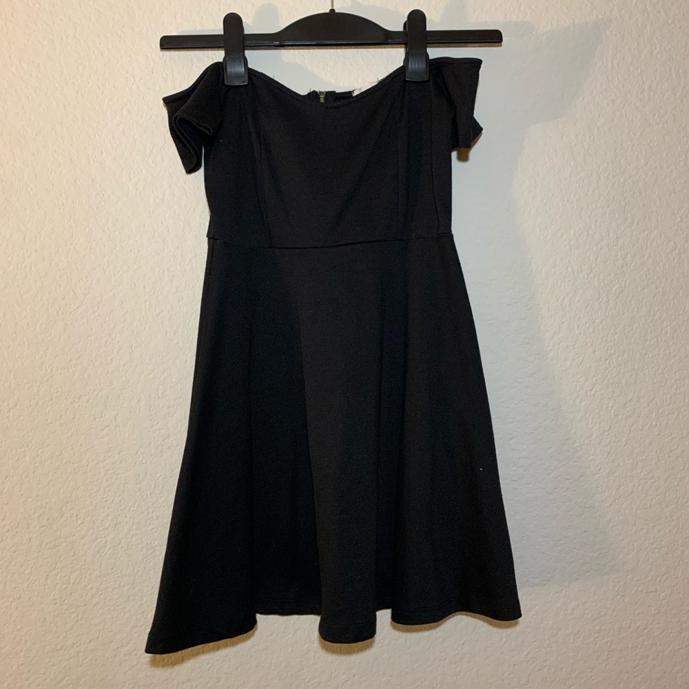 Black Off Shoulder Skater Dress